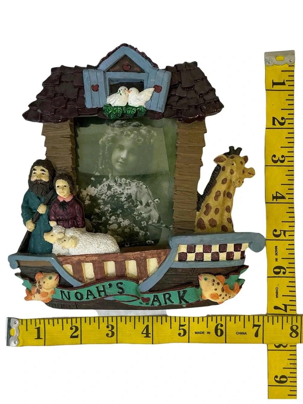 VIntage Noah’s Ark Photo Frame 3D Elements Table Decor or Hang